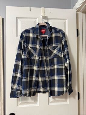 Coleman Navy and White Plaid Button-Down Shirt